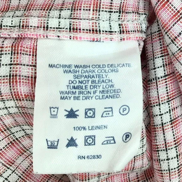 Mens Baird McNutt Irish Linen Button Down Shirt 17/35 Red Plaid Preppy Old Money - Picture 11 of 11